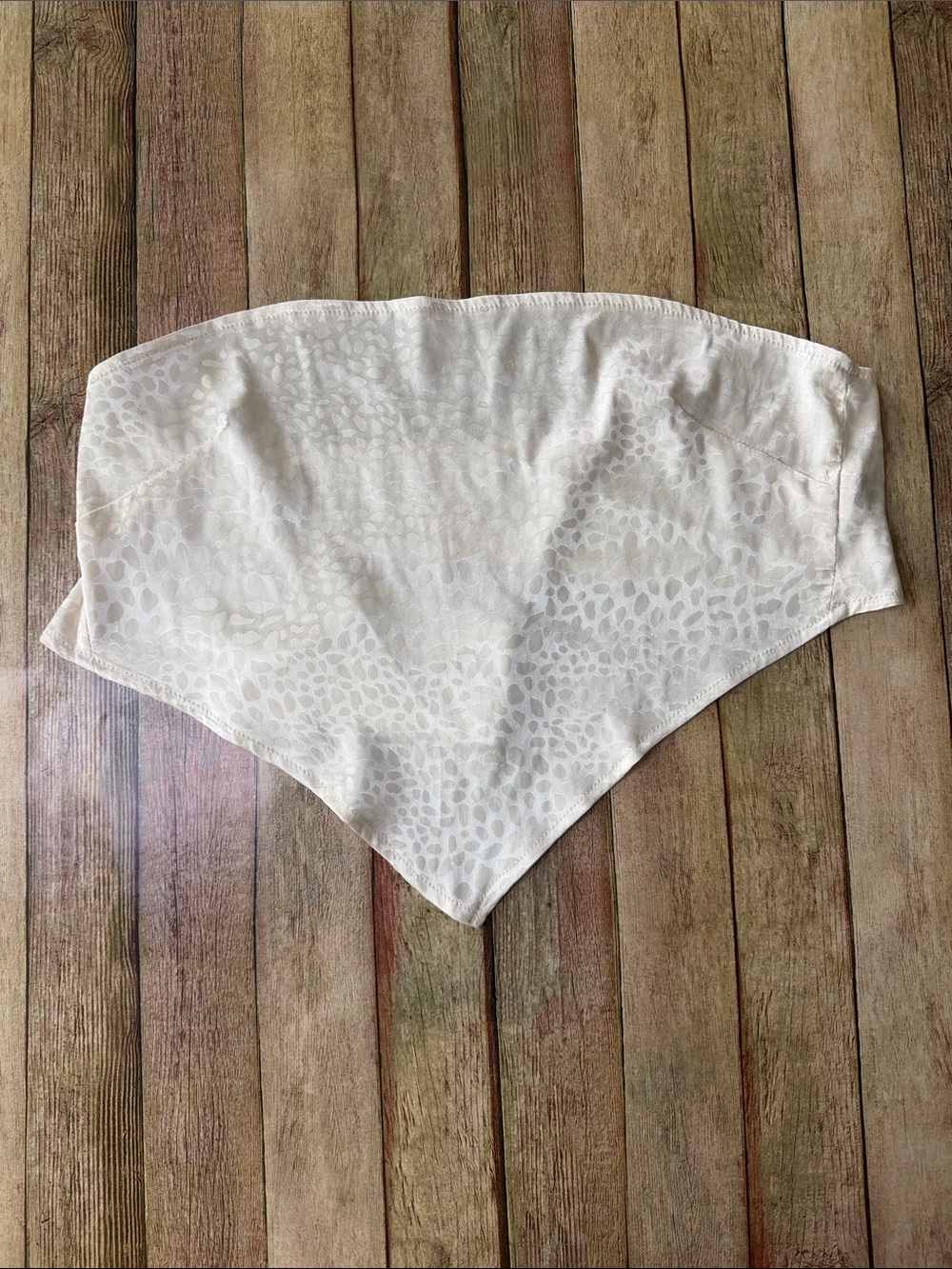 SHEIN Cream Satin Bandana Top with Subtle Leopard Texture